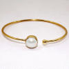 Superb Pearl Cab Bangle E - JBB999 Recent Arrival Round Shape Gemstone With 18ct Gold Plating Brass Bangle
